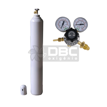 Kit Cilindro Nitrogênio 10m3 (50 litros) Vazio + Regulador  Nitrogênio RI-40 Bronze Aferisolda 
