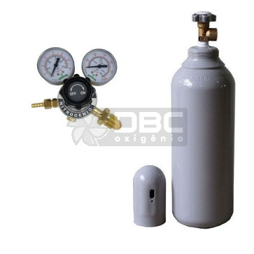 kit Cilindro Nitrogênio 1m3 (7 litros) + Regulador Nitrogenio RI-40 N2 Bronze Aferisolda