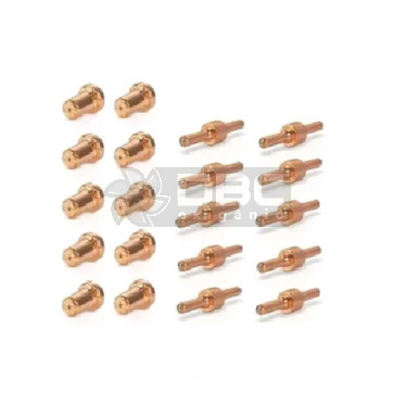 Kit Bico de Contato Longo + Eletrodo Longo  Tocha Corte Plasma PT-31 (CUT-40) - 20 peças