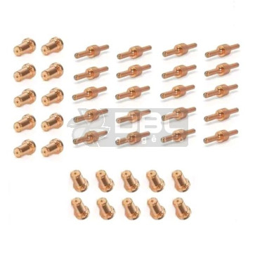 Kit Bico de Contato Longo + Eletrodo Longo  Tocha Corte Plasma PT-31 (CUT-40) - 40 peças