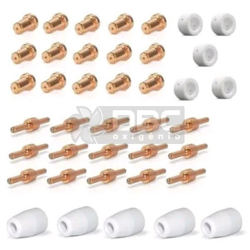 Kit Consumíveis Tocha Corte Plasma PT-31 (CUT-40) - 40 peças