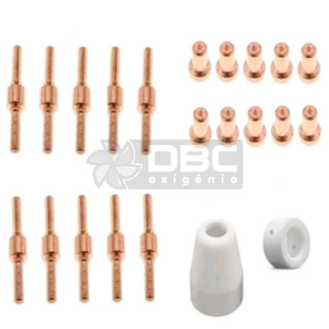 Kit Consumíveis Tocha Corte Plasma PT-31 (CUT-40) - 22 peças