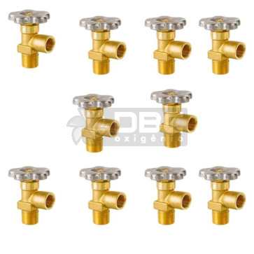 kit 10 Válvula Cilindro Argônio 3/4" 14 NGT CGA580 - Drava