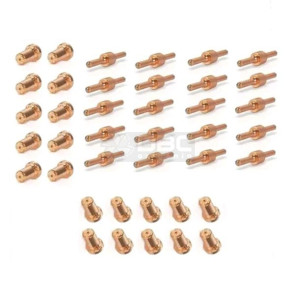 Kit Bico de Contato Longo + Eletrodo Longo  Tocha Corte Plasma PT-31 (CUT-40) - 40 peças